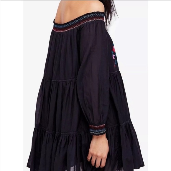 NWT FREE PEOPLE Black Sunbeams Off Shoulder Mini - Picture 6 of 8